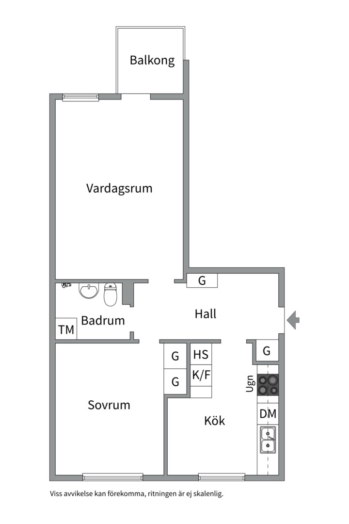 Planlösning från Svärdsliljegatan 13A, Såld i Gideonsberg, Västerås
