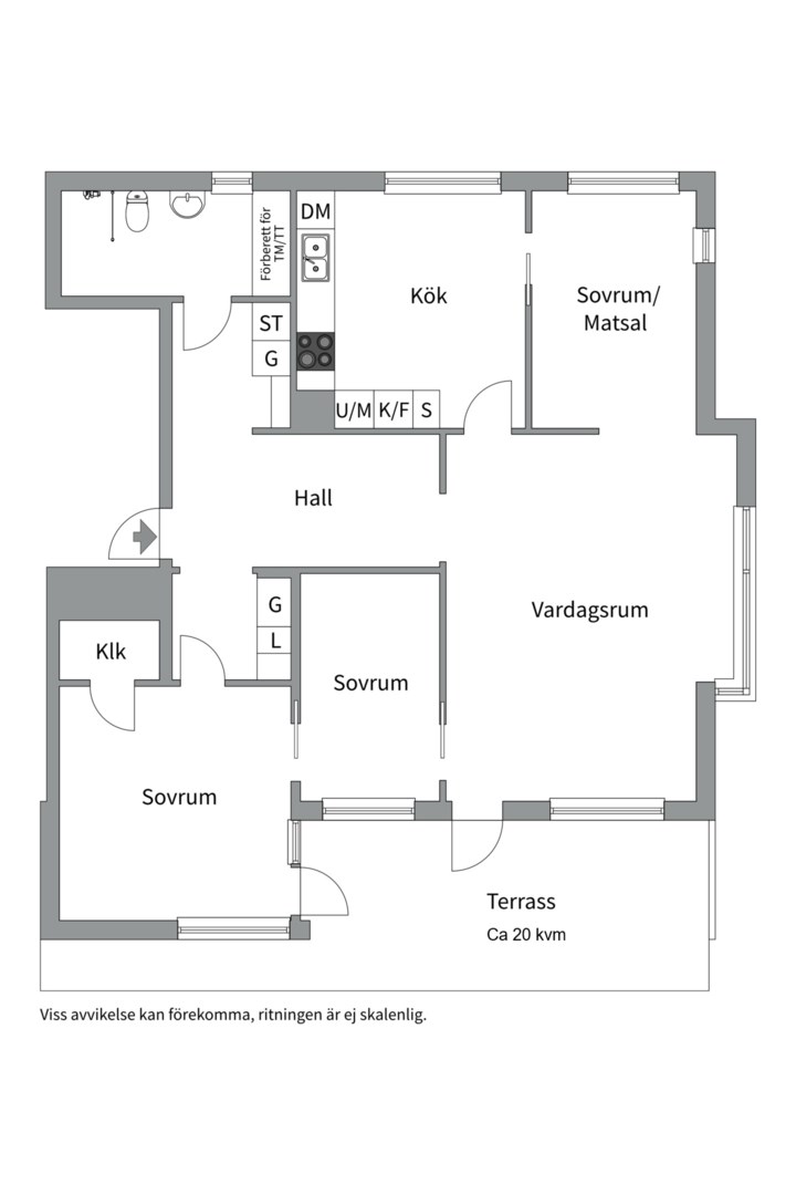 Planlösning från Luthagsesplanaden 13A, Såld i Luthagen, Uppsala