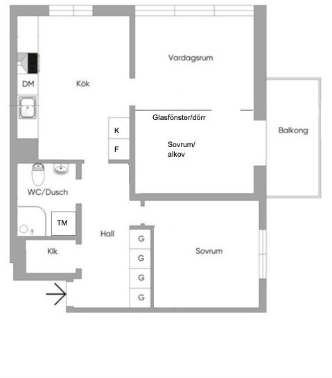 Planlösning från Edinsvägen 10, Såld i Ektorp, Nacka