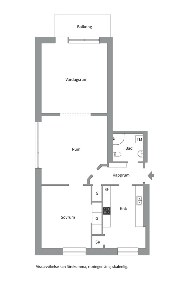 Planlösning från Börjegatan 8A, Såld i Främre Luthagen, Uppsala