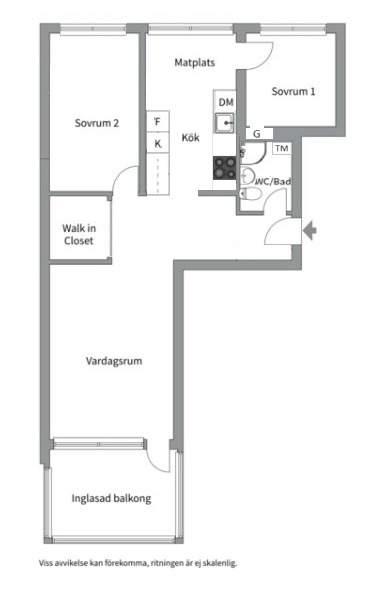 Planlösning från Skjutbanegatan 9A, Såld i Haga, Västerås
