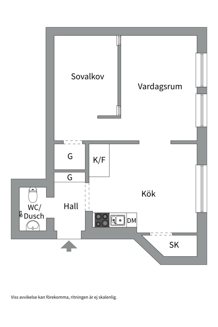 Planlösning från Frodegatan 5G, Till salu i Fålhagen, Uppsala