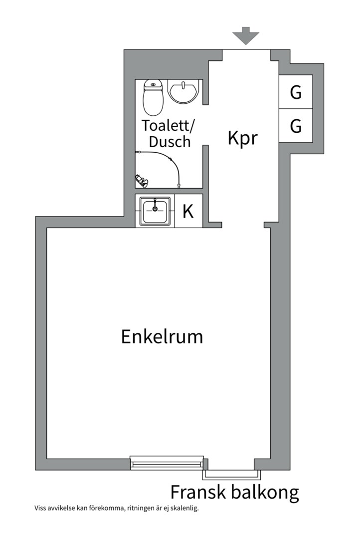 Planlösning från Fredsgatan 4A, Såld i Främre Luthagen, Uppsala