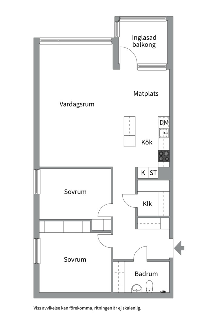 Planlösning från Tallidsvägen 2, Såld i Finntorp, Nacka