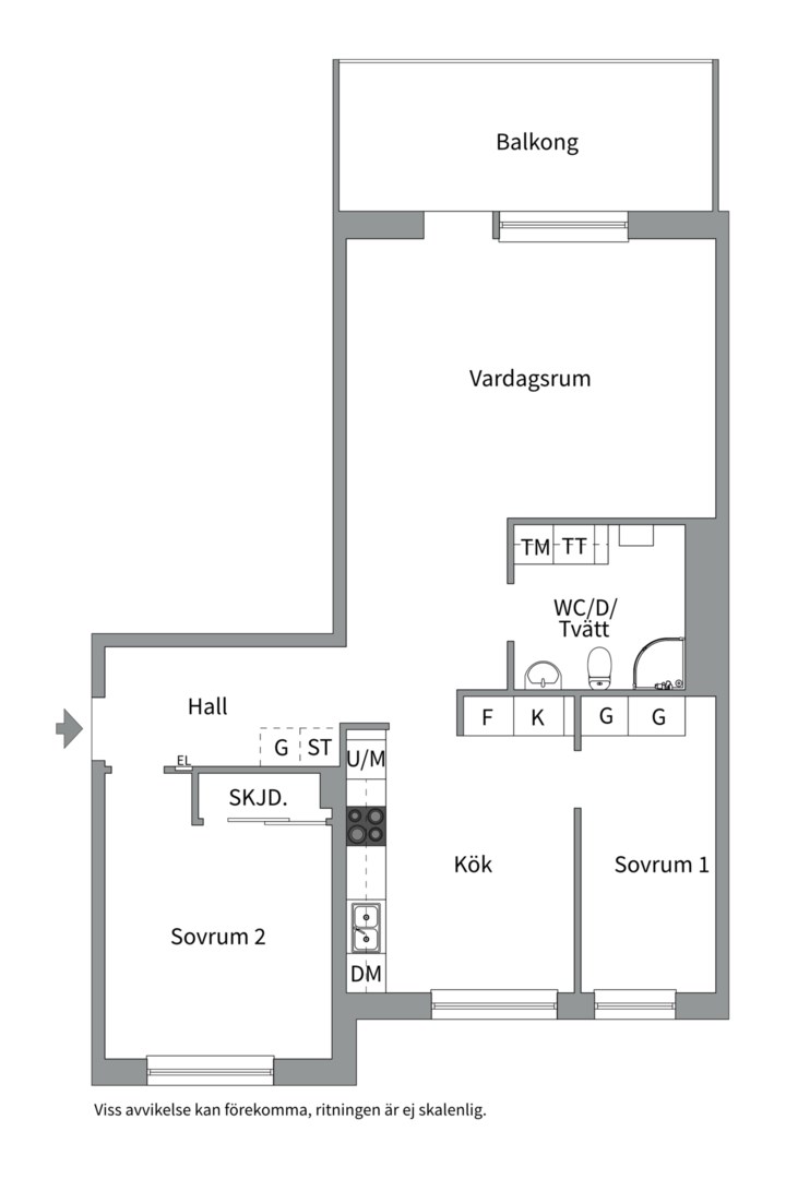 Planlösning från Portalgatan 99, Såld i Kapellgärdet, Uppsala