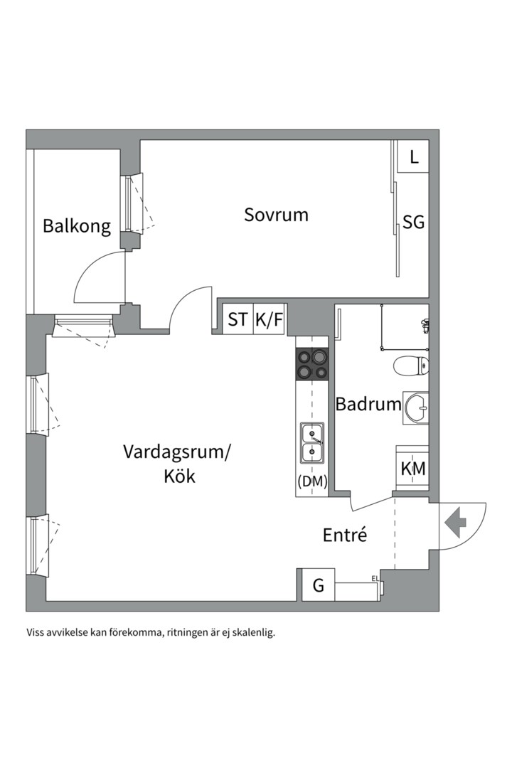 Planlösning från Heliosgatan 18B, Såld i Hammarby Sjöstad, Stockholm