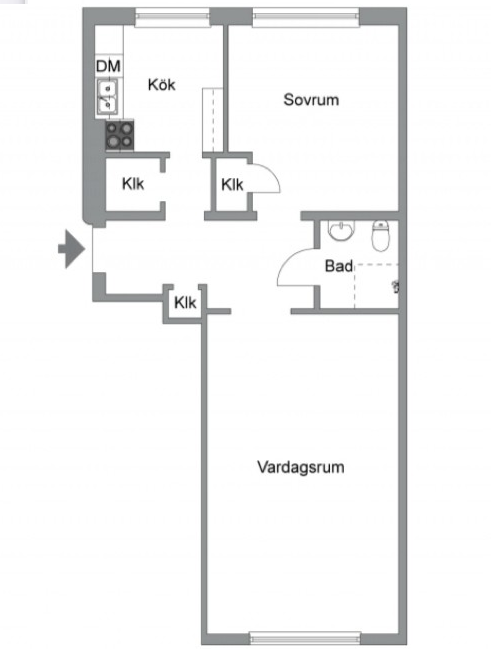 Planlösning från Sysslomansgatan 35B, Såld i Luthagen, Uppsala