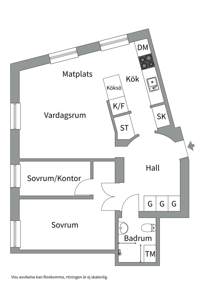 Planlösning från Norrbackagatan 25A, Kommande i Vasastan - Birkastan, Stockholm