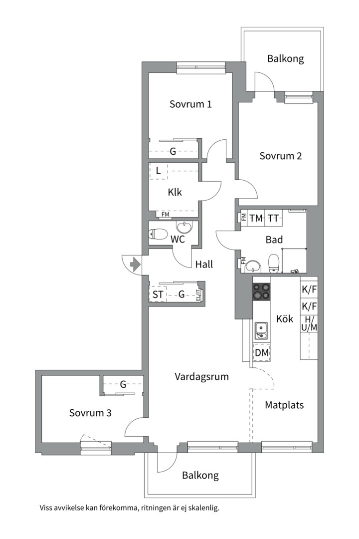 Planlösning från Kungsgatan 66A, Såld i Kungsängen, Uppsala