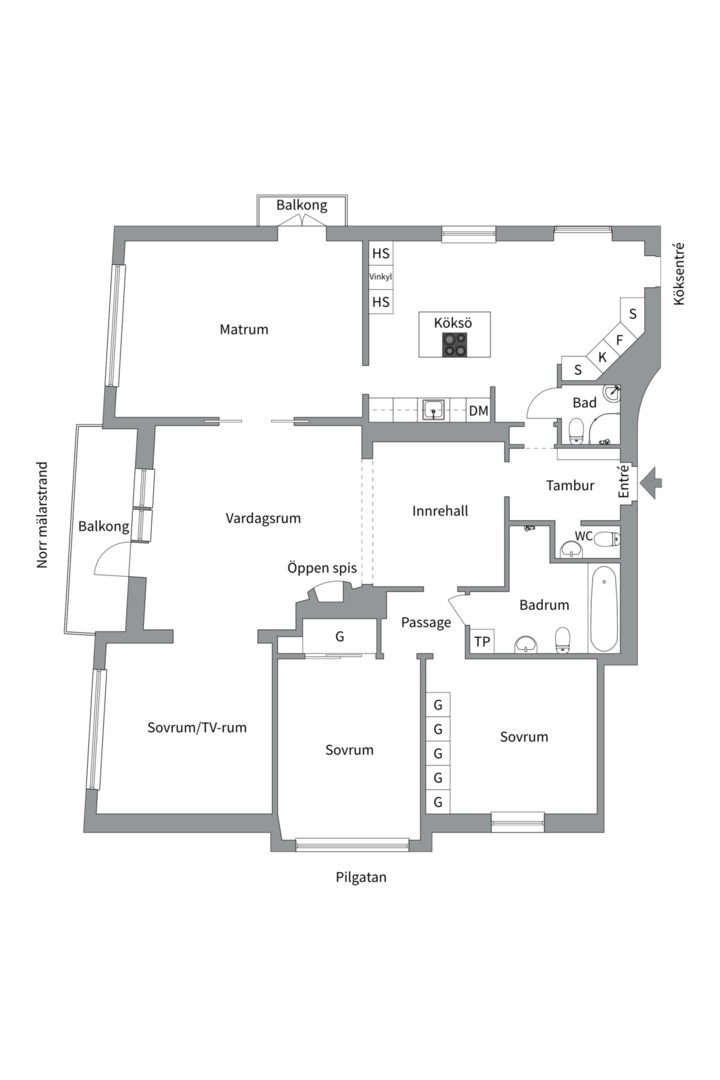 Planlösning från Norr Mälarstrand 52, 3tr, Såld i Kungsholmen - Norr Mälarstrand, Stockholm