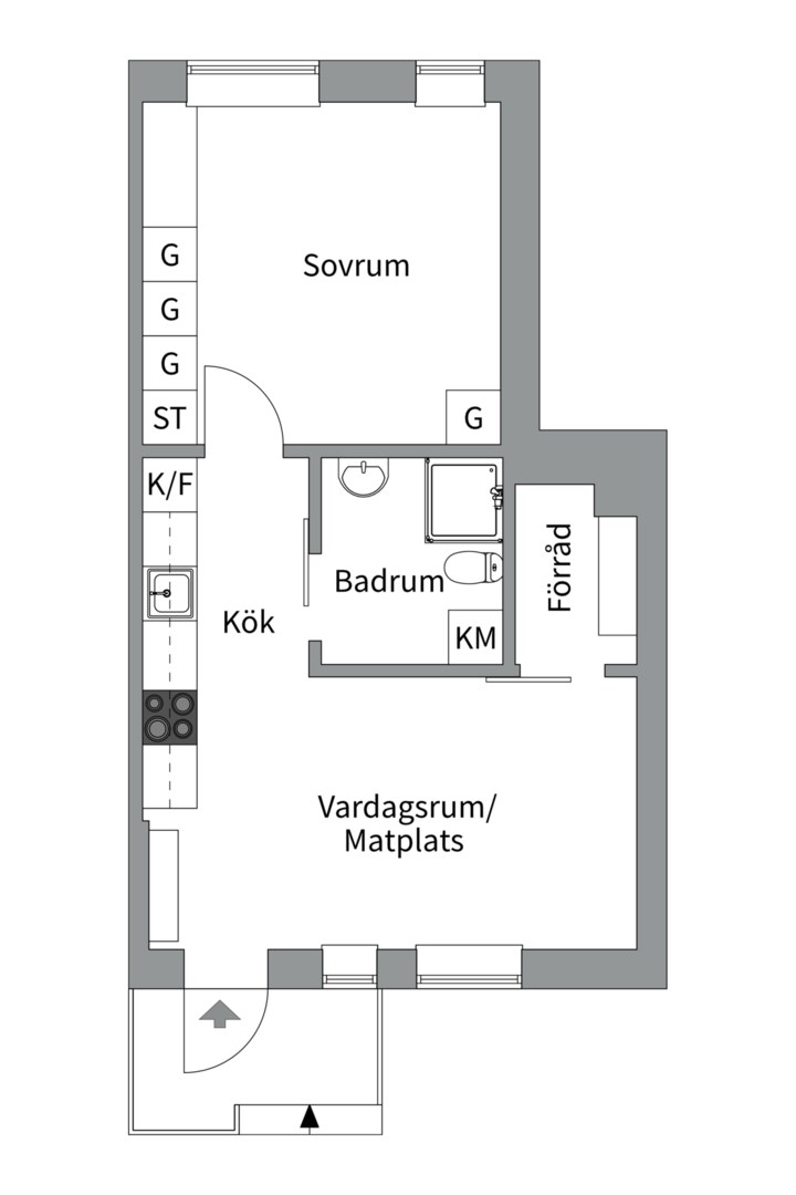 Planlösning från Fålhagsleden 1B, Till salu i Fålhagen, Uppsala
