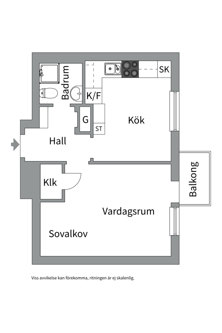 Planlösning från Svartbäcksgatan 74B, Såld i Svartbäcken, Uppsala