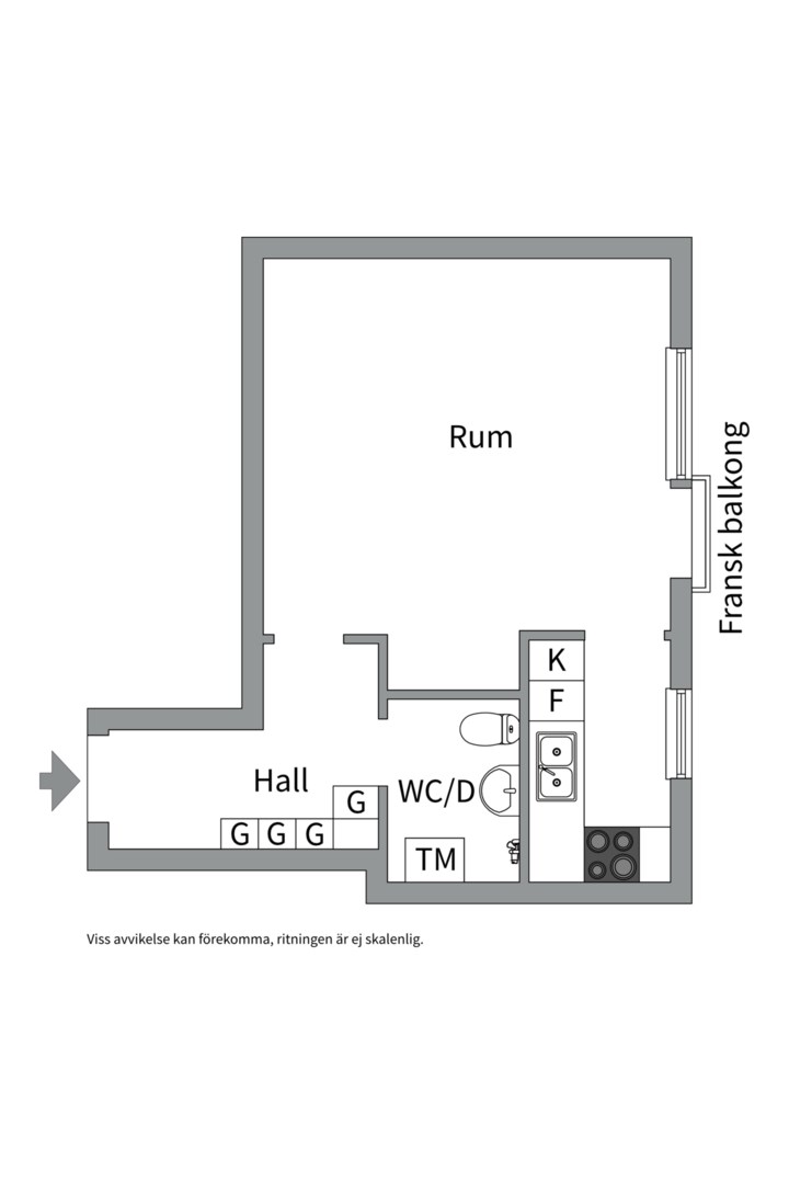 Planlösning från Kungsängsgatan 36B, Kommande i Centrum, Uppsala