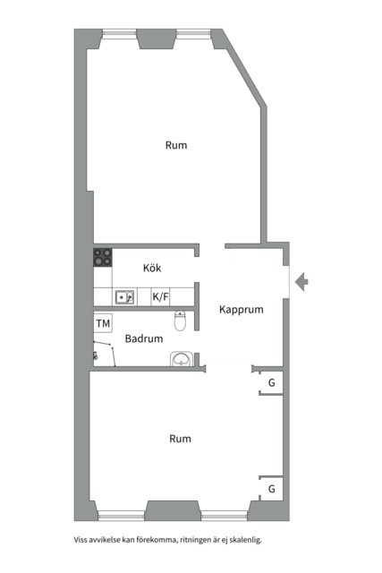 Planlösning från Kungsholms kyrkoplan 2, Såld i Kungsholmen, Stockholm