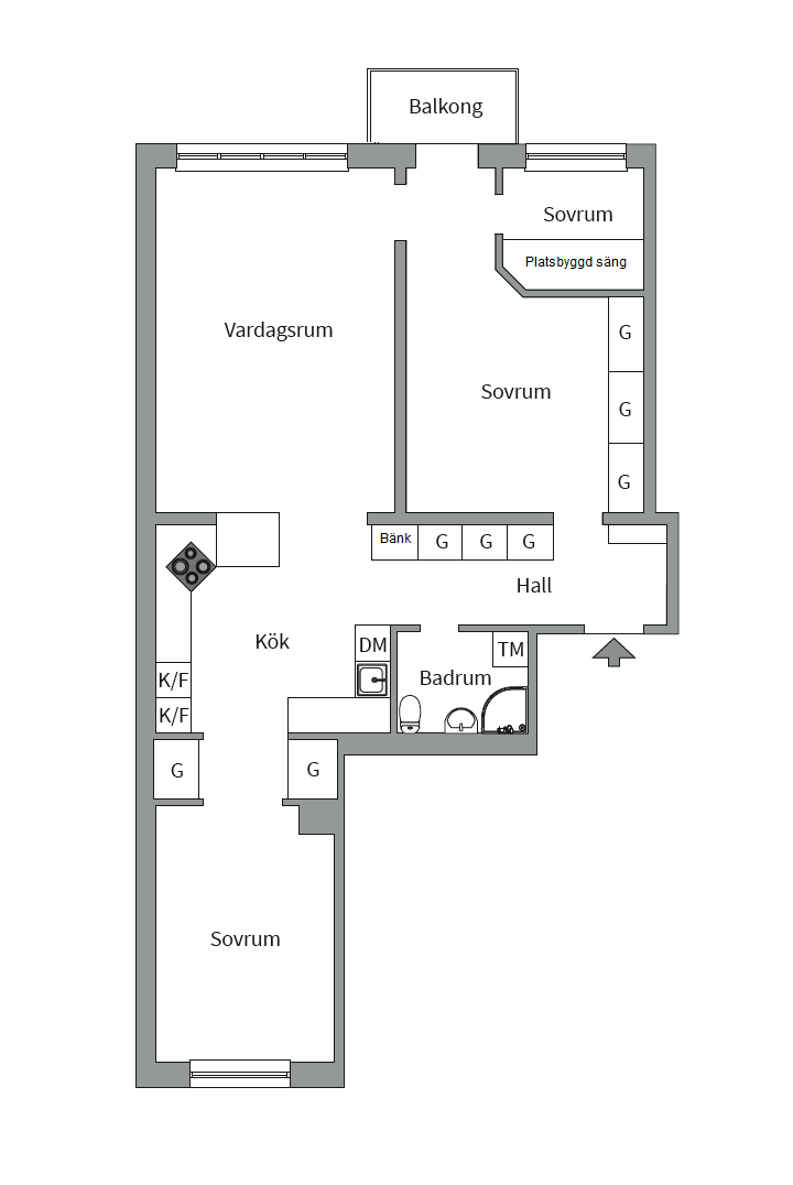 Planlösning från Fredhällsgatan 3, Kommande i Kungsholmen - Fredhäll, Stockholm