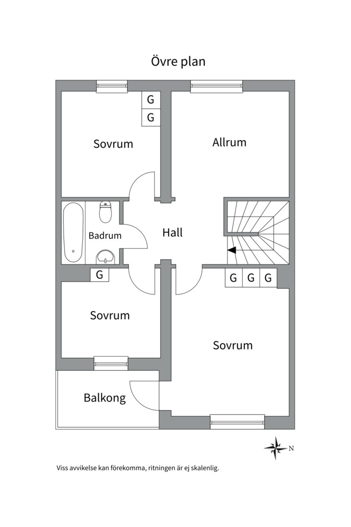 Planlösning från Plugghakevägen 17, Såld i Gunsta, Uppsala