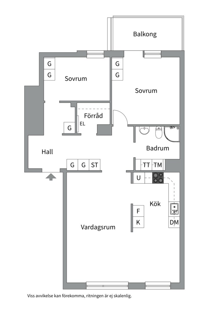 Planlösning från Råbyvägen 42B, Såld i Kvarngärdet, Uppsala