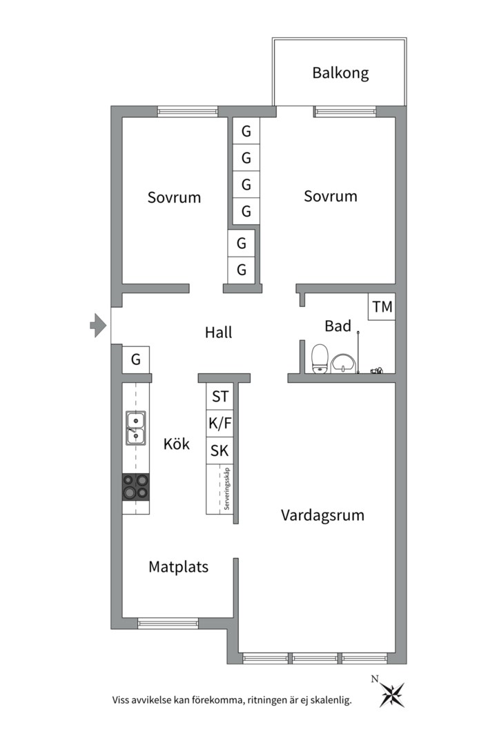Planlösning från Murargatan 22 D, Såld i Salabacke, Uppsala