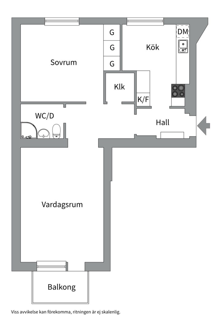 Planlösning från Tegnérgatan 36A, Såld i Luthagen, Uppsala