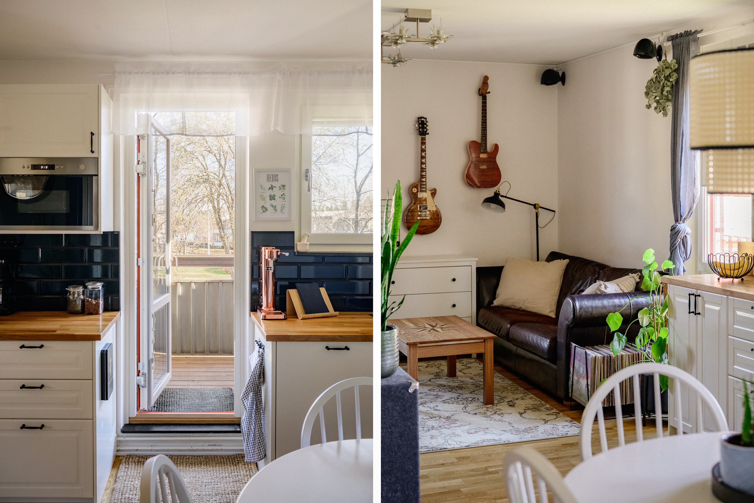 Utgång till balkong med fritt läge via köket.