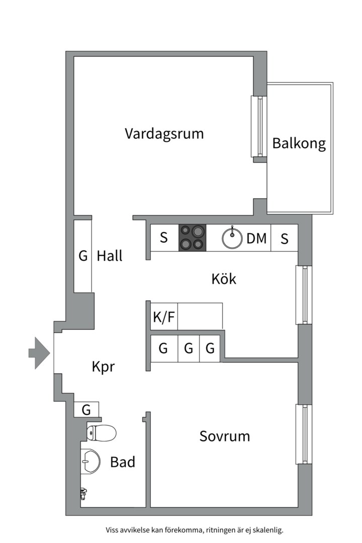 Planlösning från Lästmakargatan 12 A, Såld i Salabacke, Uppsala