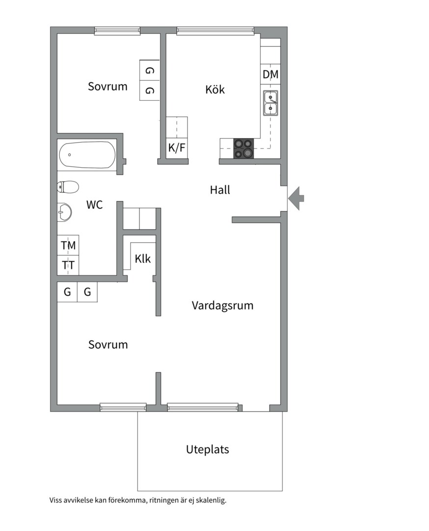 Planlösning från Hällbygatan 11, Såld i Luthagen, Uppsala