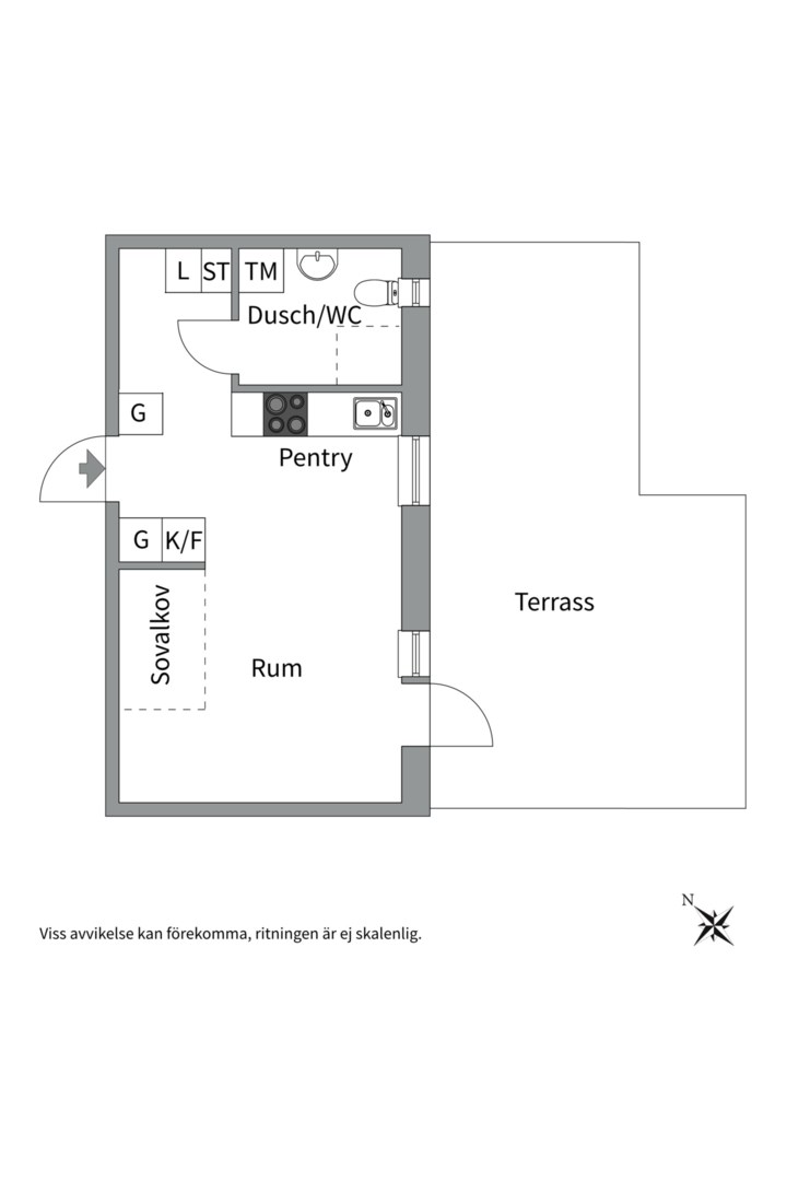 Planlösning från Rosendalsvägen 12, Såld i Rosendal, Uppsala