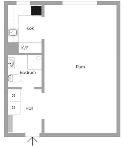 Planlösning från Edinsvägen 1, Såld i Ektorp, Nacka