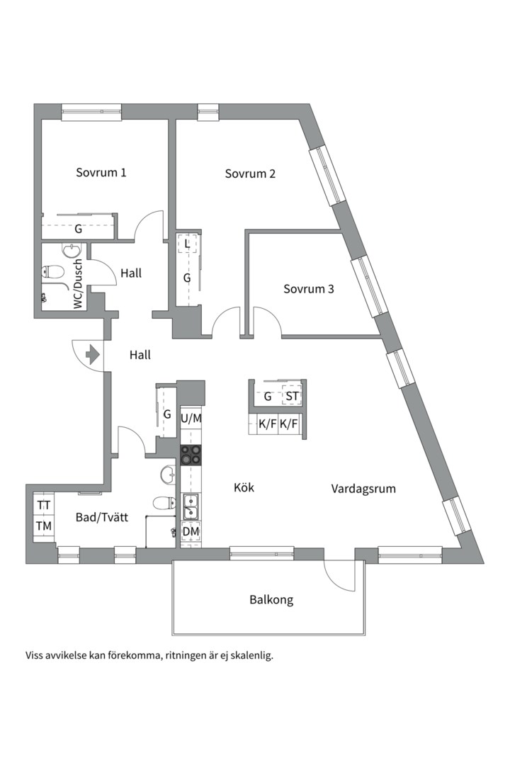 Planlösning från Gösta wahlströms väg 2F, Till salu i Rickomberga, Uppsala