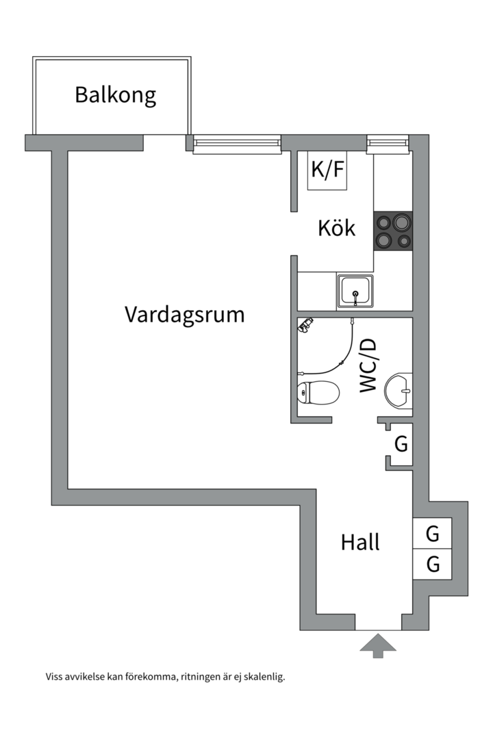 Planlösning från Frodegatan 13C, Såld i Fålhagen, Uppsala