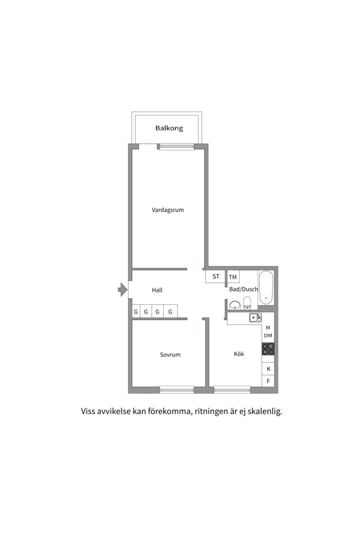 Planlösning från Kummingatan 36 C, Såld i Årsta, Uppsala