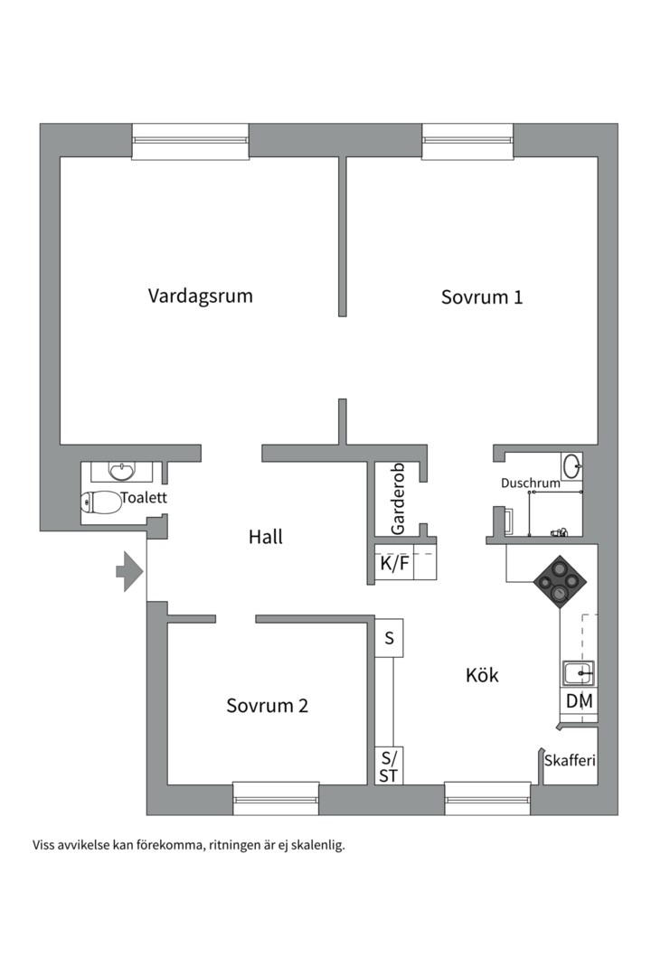 Planlösning från Norrtäljegatan 5A, Såld i Fålhagen, Uppsala