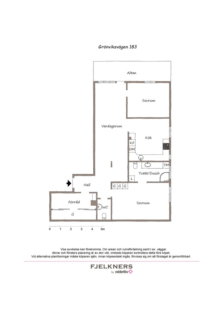 Planlösning från Grönviksvägen 183, Såld i Bromma - Nockeby, Stockholm