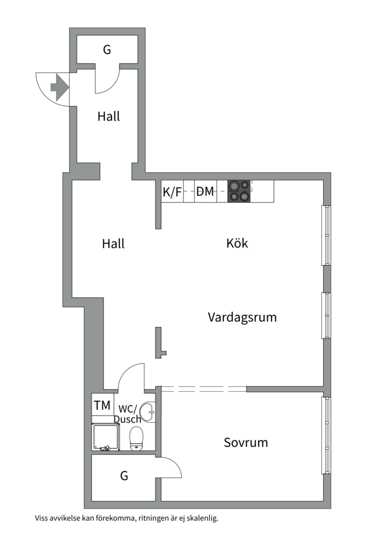 Planlösning från Väderkvarnsgatan 52C, Såld i Fålhagen, Uppsala
