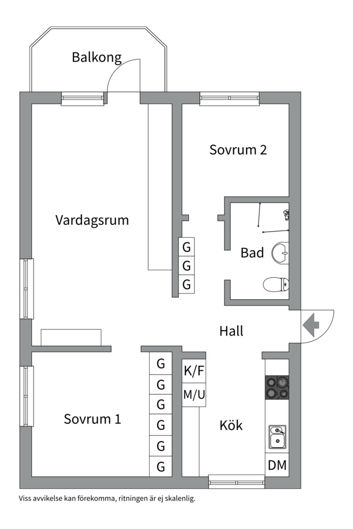 Planlösning från Bomansgatan 30A, Såld i Kristiansborg, Västerås