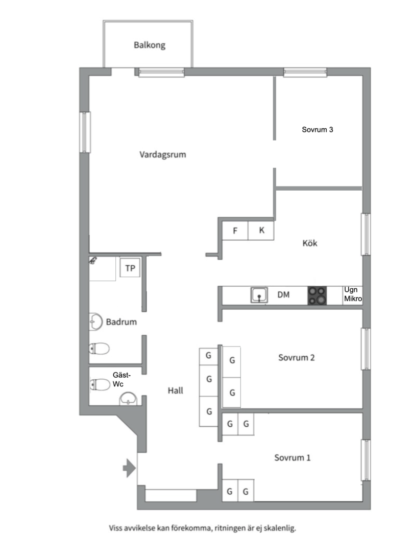 Planlösning från Fasanvägen 32, Såld i Saltängen, Nacka
