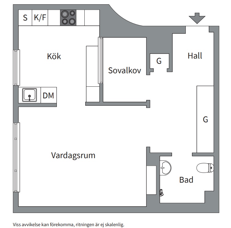 Planlösning från Svarvargatan 8, Till salu i Kungsholmen, Stockholm