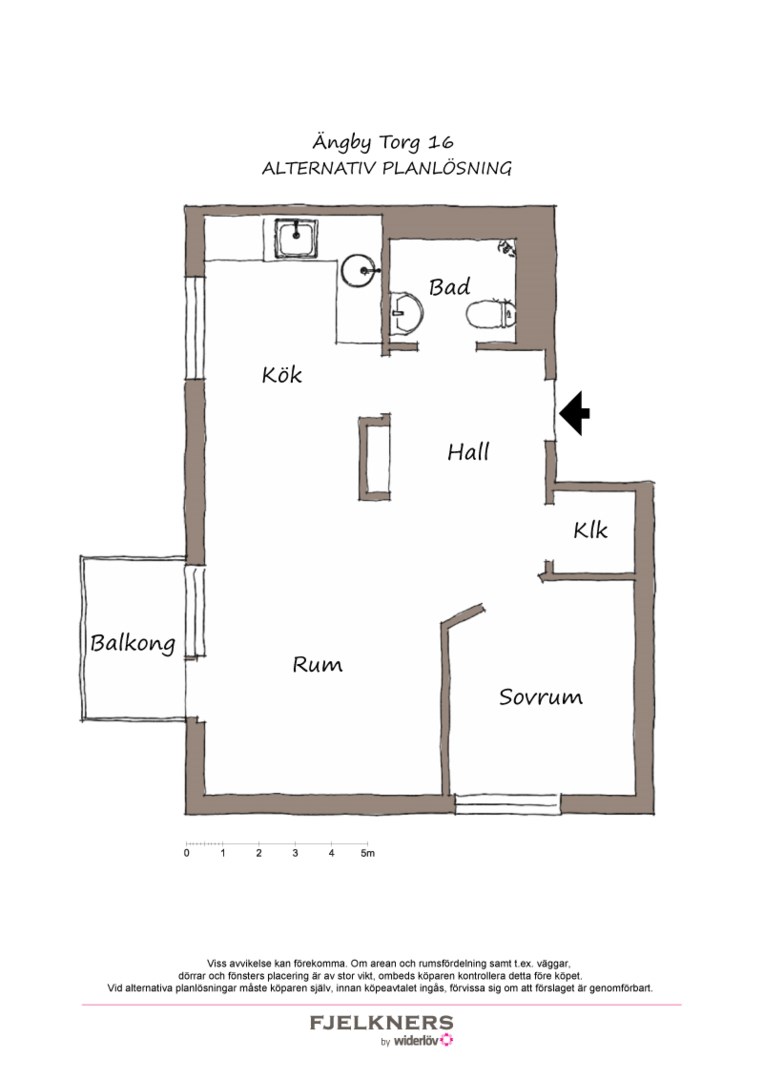 Planlösning från Ängby torg 16, Till salu i Bromma - Norra Ängby, Stockholm