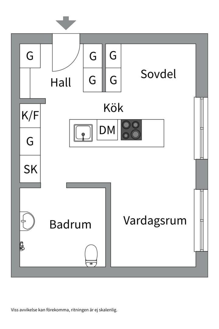 Planlösning från Sickla Strand 15, Såld i Sickla, Nacka