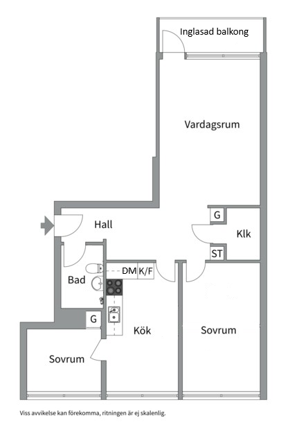 Planlösning från Skjutbanegatan 5A, Såld i Haga, Västerås