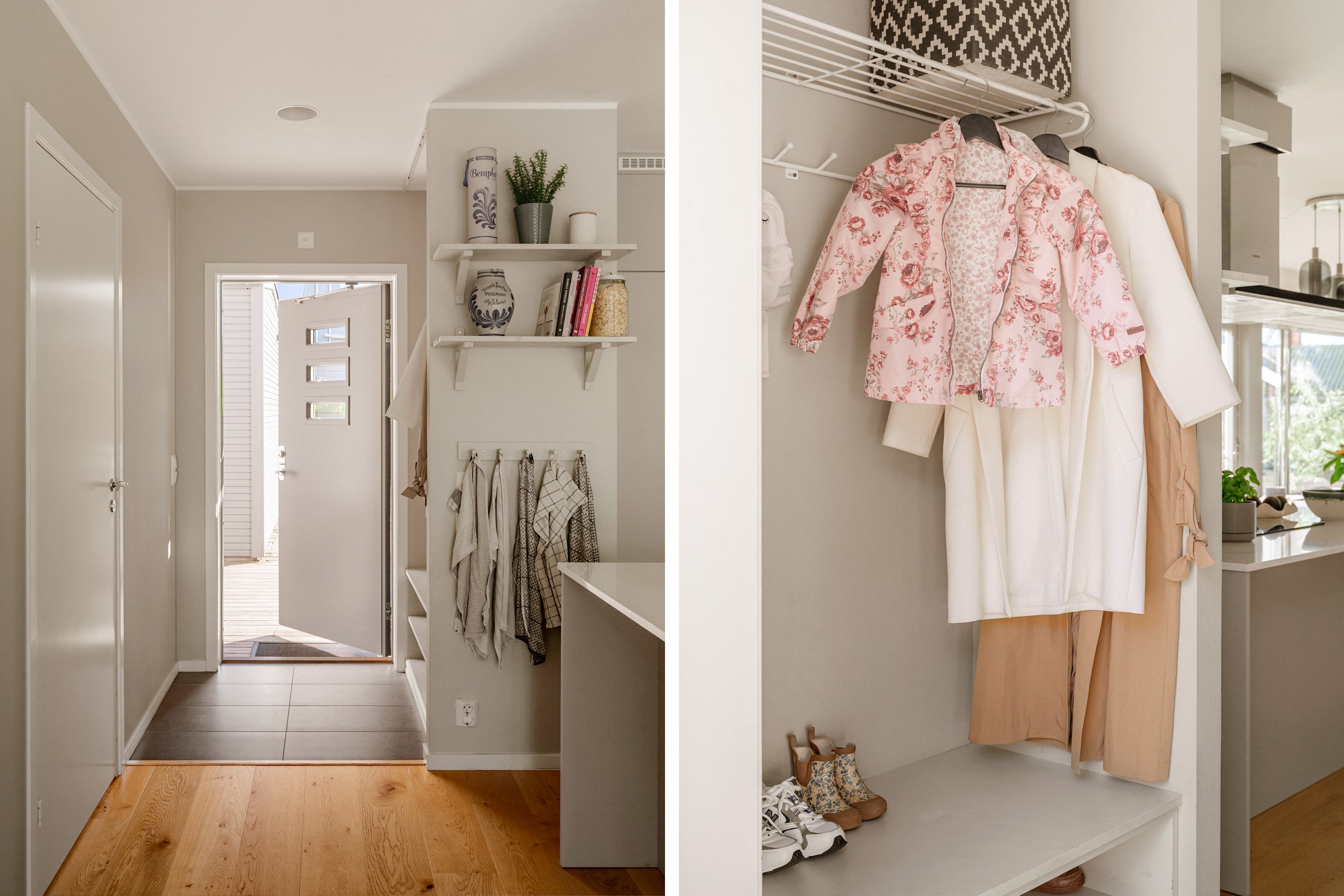 Entréhall med anslutande tvättstuga.