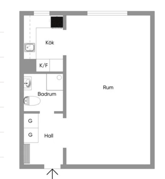 Planlösning från Edinsvägen 3, Såld i Ektorp, Nacka