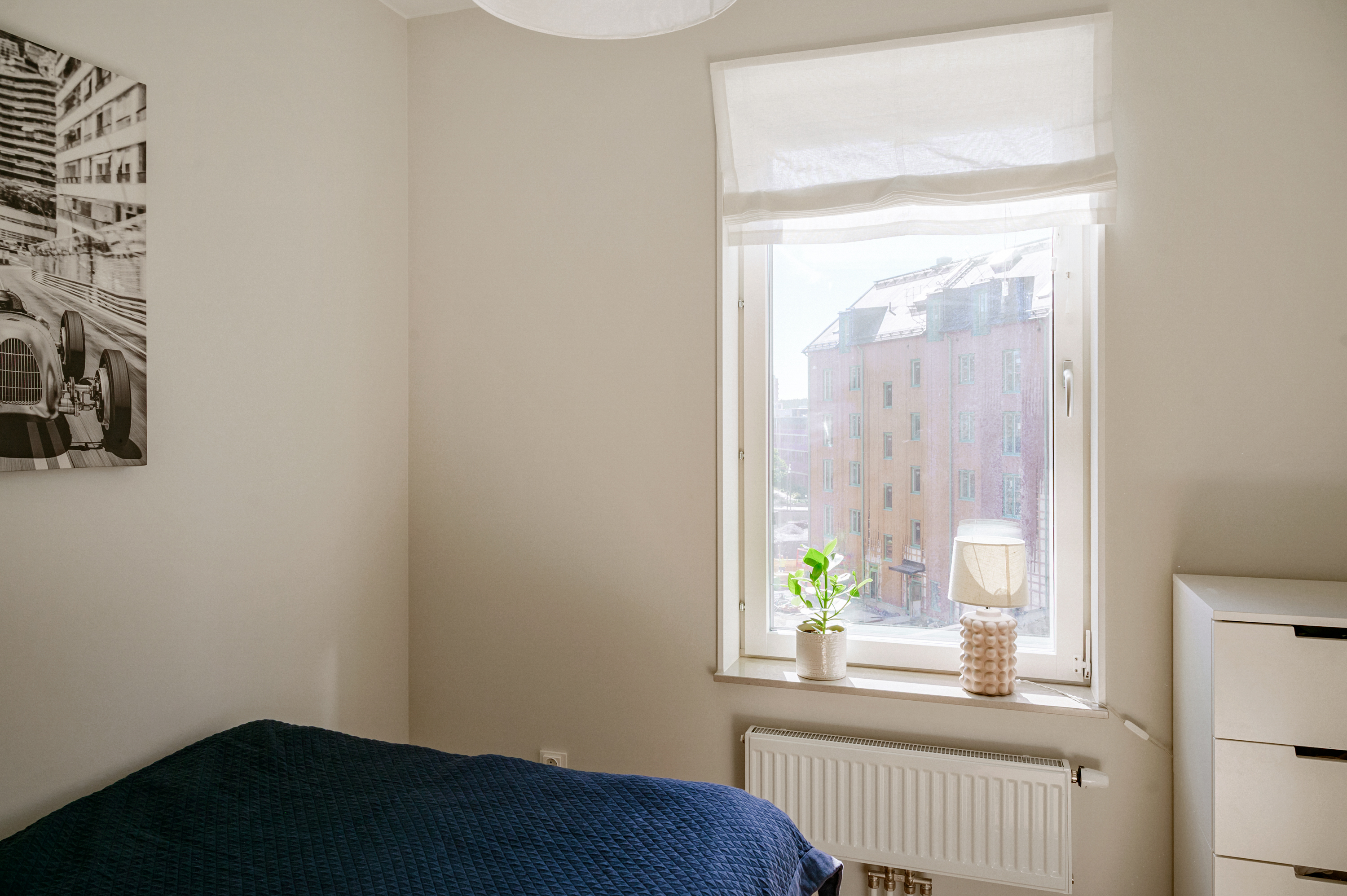 Ljusinsläpp från öster samt plats för arbetshörna.