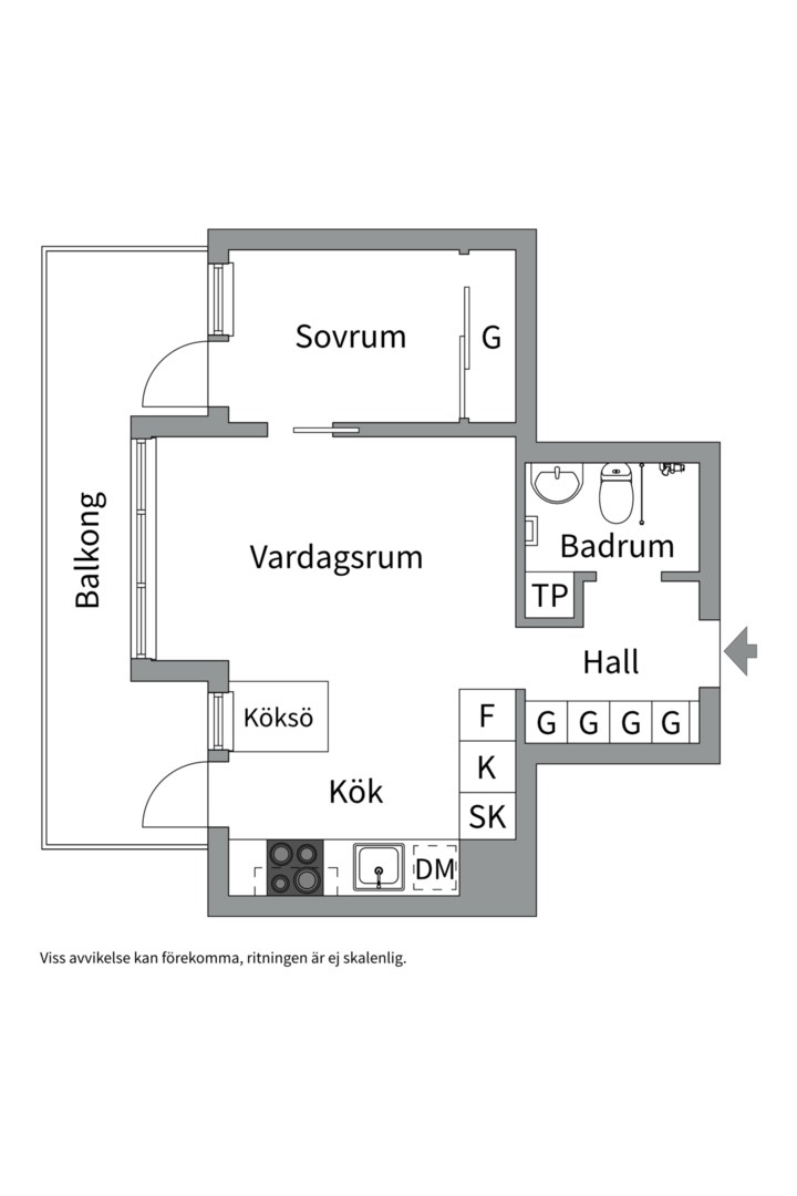 Planlösning från Tre Kronors väg 35, Såld i Kvarnholmen, Nacka