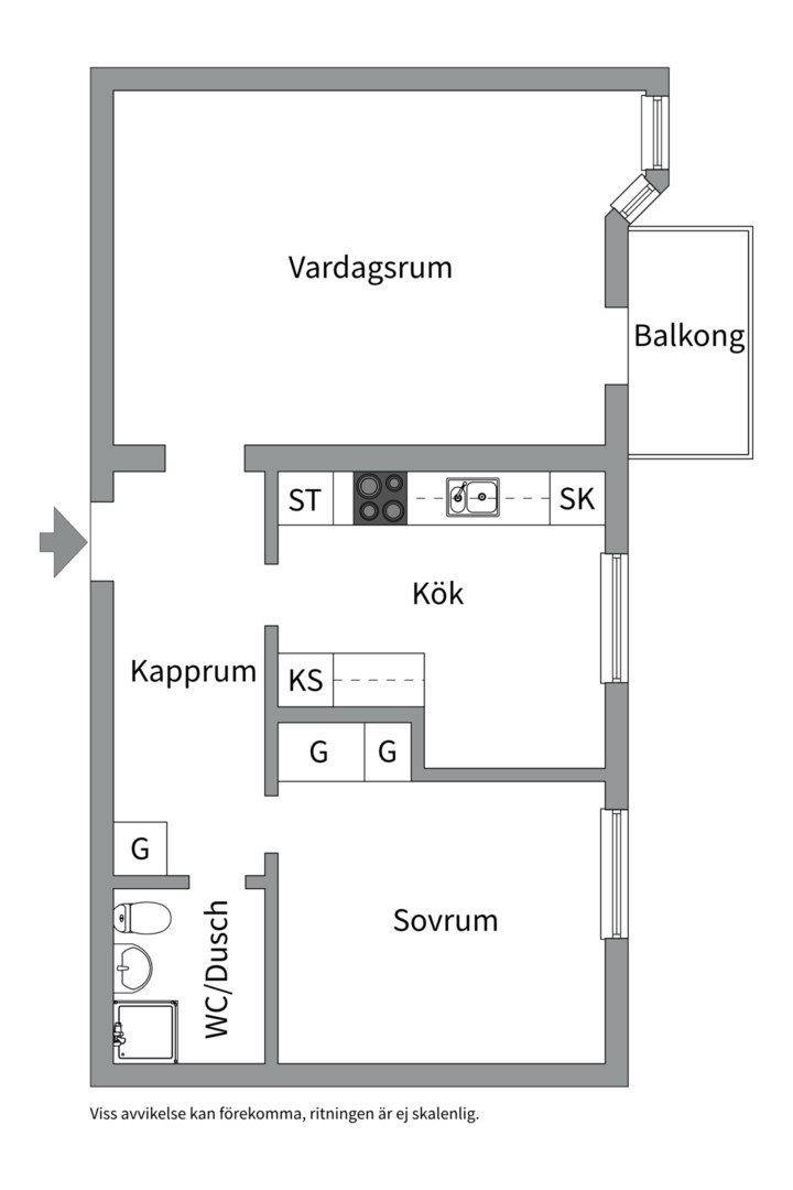 Planlösning från Vallbygatan 11, Såld i Fålhagen, Uppsala