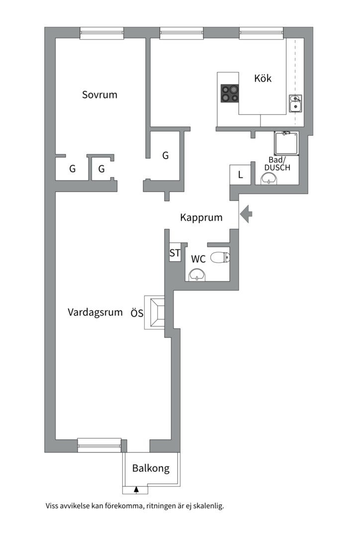 Planlösning från Götgatan 10 B, Såld i Främre Luthagen, Uppsala