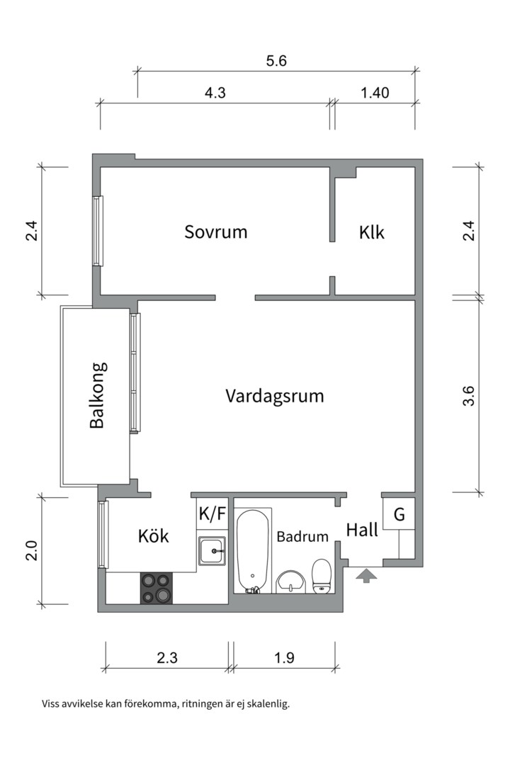 Planlösning från Odensgatan 16B, Såld i Främre Luthagen, Uppsala