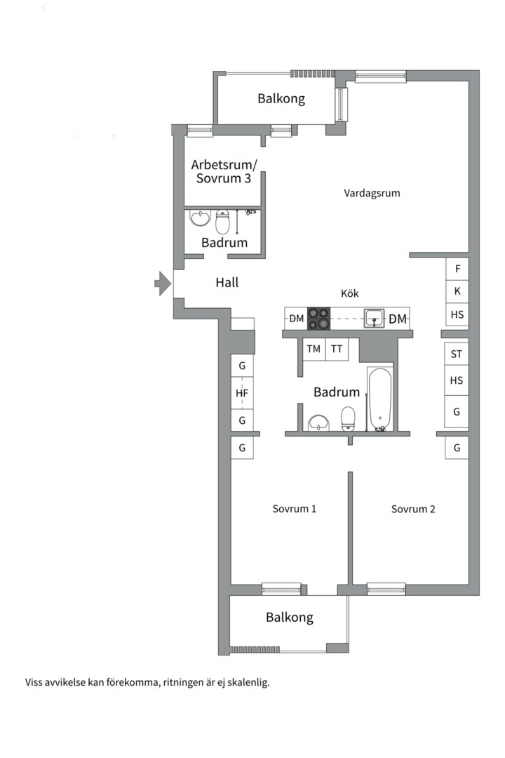 Planlösning från Kansliskrivargatan 20, Såld i Rosendal, Uppsala