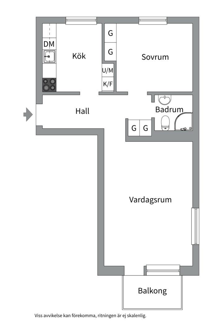 Planlösning från Svartbäcksgatan 103D, Såld i Svartbäcken, Uppsala