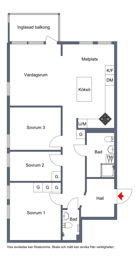 Planlösning från Solskensvägen 13, Såld i Östra Tullingeberg, Botkyrka